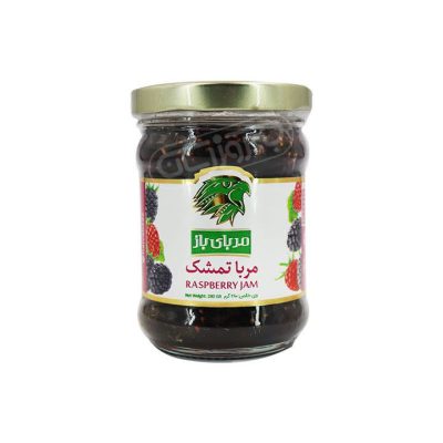 Cylindrical raspberry jam weighing 280g