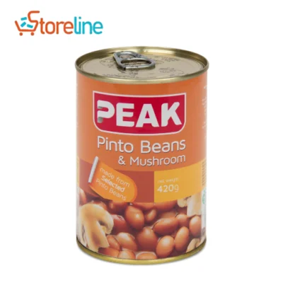 Peak Peak conned pinto beans with mushrooms in tomato sauce
