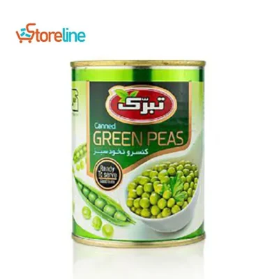 canned green peas with a weight of 380 g